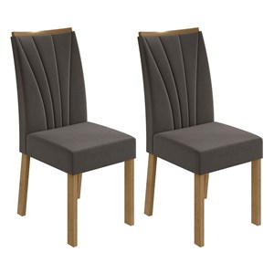 Conjunto 2 Cadeiras Apogeu Amêndoa/Veludo Marrom - Móveis Lopas