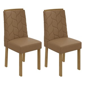 Conjunto 2 Cadeiras Astrid Amêndoa/Corino Caramelo - Móveis Lopas