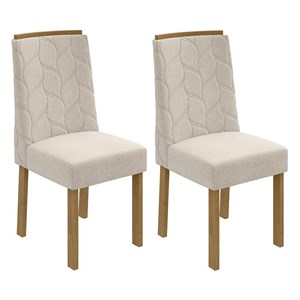 Conjunto 2 Cadeiras Astrid Amêndoa/Linho Bege - Móveis Lopas