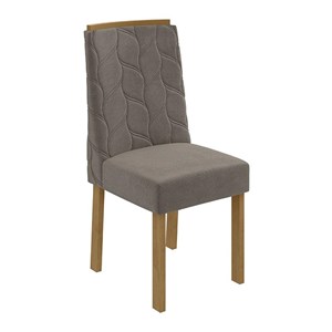 Conjunto 2 Cadeiras Astrid Amêndoa/Suede Bege - Móveis Lopas