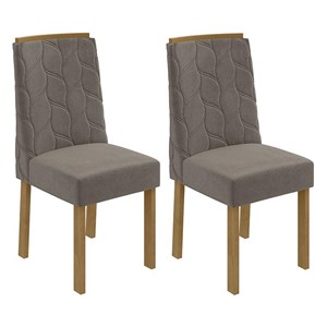 Conjunto 2 Cadeiras Astrid Amêndoa/Suede Bege - Móveis Lopas