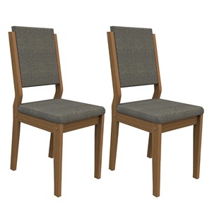 Conjunto 2 Cadeiras Carol Imbuia/Cinza Escuro - PR Móveis