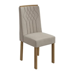 Conjunto 2 Cadeiras Exclusive Amêndoa/Veludo Creme - Móveis Lopas