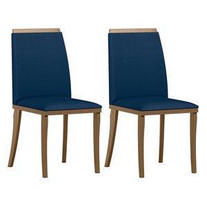 Conjunto 2 Cadeiras Napoli Amêndoa/Azul Marinho - New Ceval