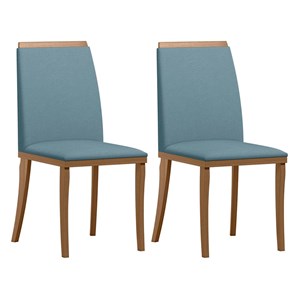 Conjunto 2 Cadeiras Napoli Amêndoa/Azul - New Ceval