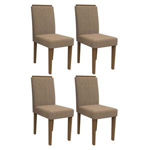 Conjunto 4 Cadeiras Amanda Imbuia/Marrom Rosê - PR Móveis  