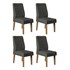 Conjunto 4 Cadeiras Curvata Carvalho Europeu/Suede Cinza - PR Móveis 