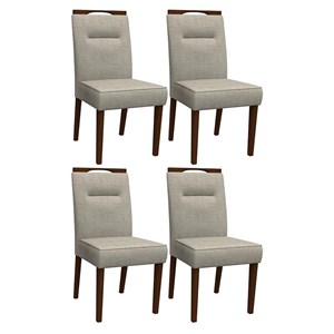 Conjunto 4 Cadeiras Itália Amêndoa/Marrom Claro - PR Móveis  