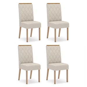 Conjunto 4 Cadeiras Nina Nature/Suede Linho - Móveis Henn