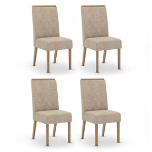 Conjunto 4 Cadeiras Nina Nature/Veludo Creme - Móveis Henn