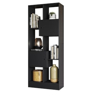Conjunto de Livreiros 3 Módulos com 2 Portas e 2 Gavetas Preto/Branco - Qmovi