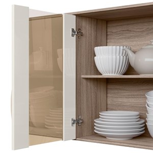 Cozinha Compacta 8 Portas Fit Carvalho Nature/Off White Cristal - Nicioli