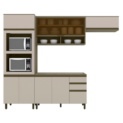 Cozinha Completa Connect 4 Peças Duna/Cristal com Torre Quente 2 Fornos - Móveis Henn