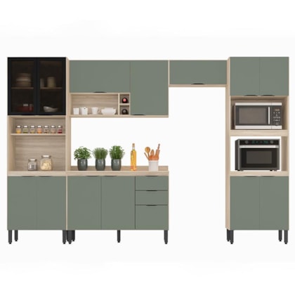 Cozinha Modulada Composição 1 Firenze 5 Peças Avena/Menta - Demóbile