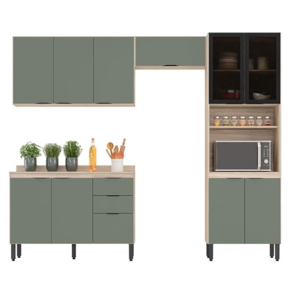 Cozinha Modulada Composição 2 Firenze 4 Peças Avena/Menta - Demóbile