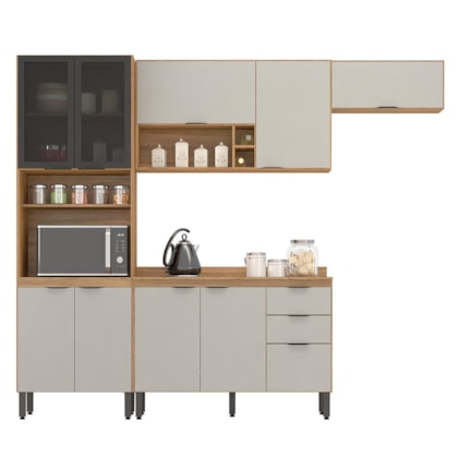 Cozinha Modulada Composição 6 Firenze 4 Peças Amêndola/Nude Prime - Demóbile