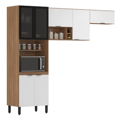 Cozinha Modulada Composição 7 Firenze 3 Peças Amêndola/Branco - Demóbile