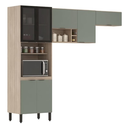 Cozinha Modulada Composição 7 Firenze 3 Peças Avena/Menta - Demóbile