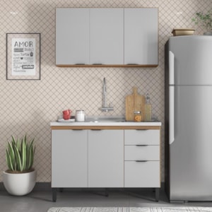 Cozinha Modulada Composição 9 Firenze 2 Peças Amêndola/Nude Prime - Demóbile