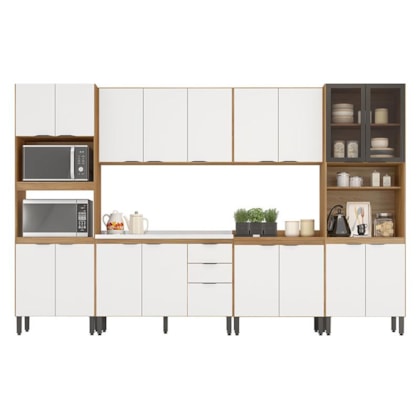 Cozinha Modulada Composição FMT006 Firenze 6 Peças Amêndola/Branco - Demóbile 