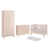 Dormitório Completo Infantil Classic 2 Portas, Cômoda 6 Gavetas, Berço Rosa Fosco com Pés Madeira Natural e Colchão D18 - Reller Móveis