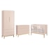 Dormitório Completo Infantil Classic 2 Portas, Cômoda 6 Gavetas e Berço Rosa Fosco com Pés Madeira Natural - Reller Móveis