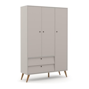 Dormitório Completo Infantil Retrô Gold 3 Portas, Cômoda com Porta, Berço e Colchão D18 Cinza/Eco Wood - Matic Móveis 