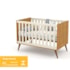 Dormitório Completo Infantil Retrô Gold 3 Portas, Cômoda com Porta, Berço e Colchão D18 Freijó/Off White/Eco Wood - Matic Móveis 