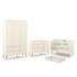 Dormitório Completo Infantil Retrô Gold 3 Portas, Cômoda com Porta, Berço e Colchão D18 Off White/Eco Wood - Matic Móveis 