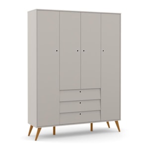 Dormitório Completo Infantil Retrô Gold 4 Portas, Cômoda com Porta, Berço e Colchão D18 Cinza/Eco Wood - Matic Móveis