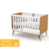 Dormitório Completo Infantil Retrô Gold 4 Portas, Cômoda com Porta, Berço e Colchão D18 Freijó/Branco Soft/Eco Wood - Matic Móveis