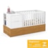 Dormitório Completo Infantil Tutto New 4 Portas, Cômoda 4 Gavetas, Berço Multifuncional Formare e Colchão D18 Branco Soft/Freijó - Matic Móveis