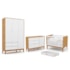 Dormitório Completo Infantil Unique 3 Portas, Cômoda com Porta, Berço Freijó/Branco Soft/Eco Wood e Colchão - Matic Móveis 