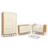 Dormitório Completo Infantil Unique 3 Portas, Cômoda com Porta, Berço Freijó/Off White/Eco Wood e Colchão - Matic Móveis 