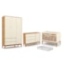 Dormitório Completo Infantil Unique 3 Portas, Cômoda com Porta, Berço Off White/Freijó/Eco Wood e Colchão - Matic Móveis 