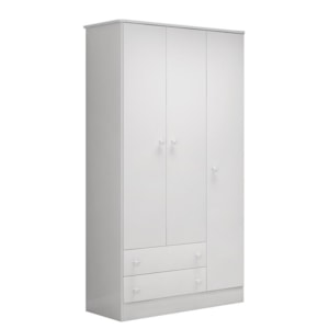 Dormitório Doce Sonho 3 Portas, Cômoda 1 Porta e Berço Mini Cama Branco com Colchão - Qmovi 