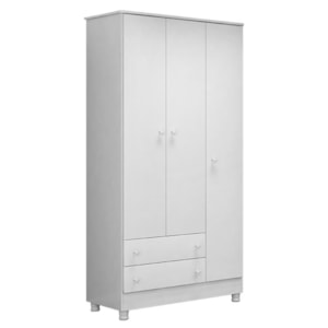 Dormitório Doce Sonho 3 Portas, Cômoda 4 Gavetas e Berço Mini Cama Branco com Rodízio - Qmovi