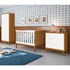 Dormitório Infantil Classic 2 Portas, Cômoda, Berço Branco/Savana com Pés Amadeirado e Colchão D18 - Reller Móveis