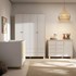 Dormitório Rope Guarda Roupa 4 Portas, Cômoda 1 Porta e Berço Branco Soft/Natural com Colchão Supreme - Matic Móveis