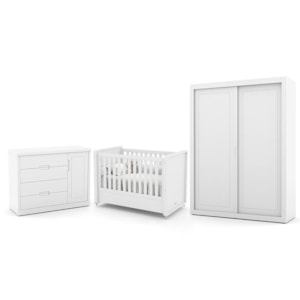 Dormitório Tutto New 2 Portas, Cômoda 1 Porta e Berço Branco Soft - Matic Móveis 