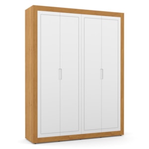 Dormitório Tutto New 4 Portas, Cômoda 1 Porta e Berço Branco Soft/Freijó com Capitonê e Colchão Physical - Matic Móveis