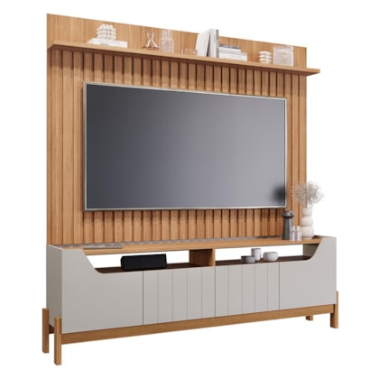 Estante Home Moema Off White/Nature para TV até 70” - Permóbili 