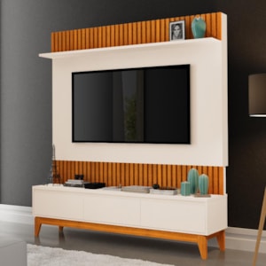 Estante Home Theater Antalya Freijó/Off White para TV até 75” - Móveis Luapa