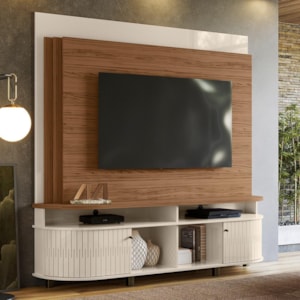 Estante Home Theater Daytona Naturale/Off White para TV até 65” - Madetec