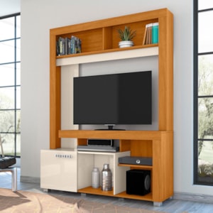 Estante Home Theater Flávia Cinamomo/Off White para TV até 50” - Madetec