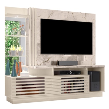 Estante Home Theater Frizz Plus Calacata/Off White para TV até 60” - Madetec 