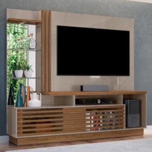 Estante Home Theater Frizz Plus Fendi/Naturale para TV até 60” - Madetec