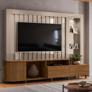 Estante Home Theater Le Mans Fendi/Naturale para TV até 70” - Madetec