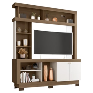 Estante Home Theater Mali Carvalho Oak/Off White para TV até 50” - Móveis Leão