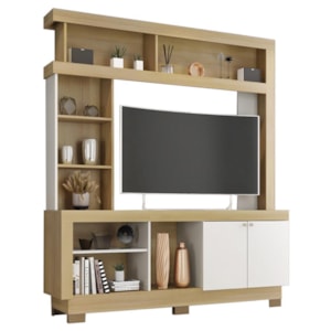 Estante Home Theater Mali Nature/Off White para TV até 50” - Móveis Leão